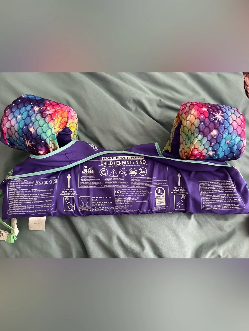 Speedo Kids Rainbow Mermaid Swim Vest - Purple Trim with Multicolor Scales